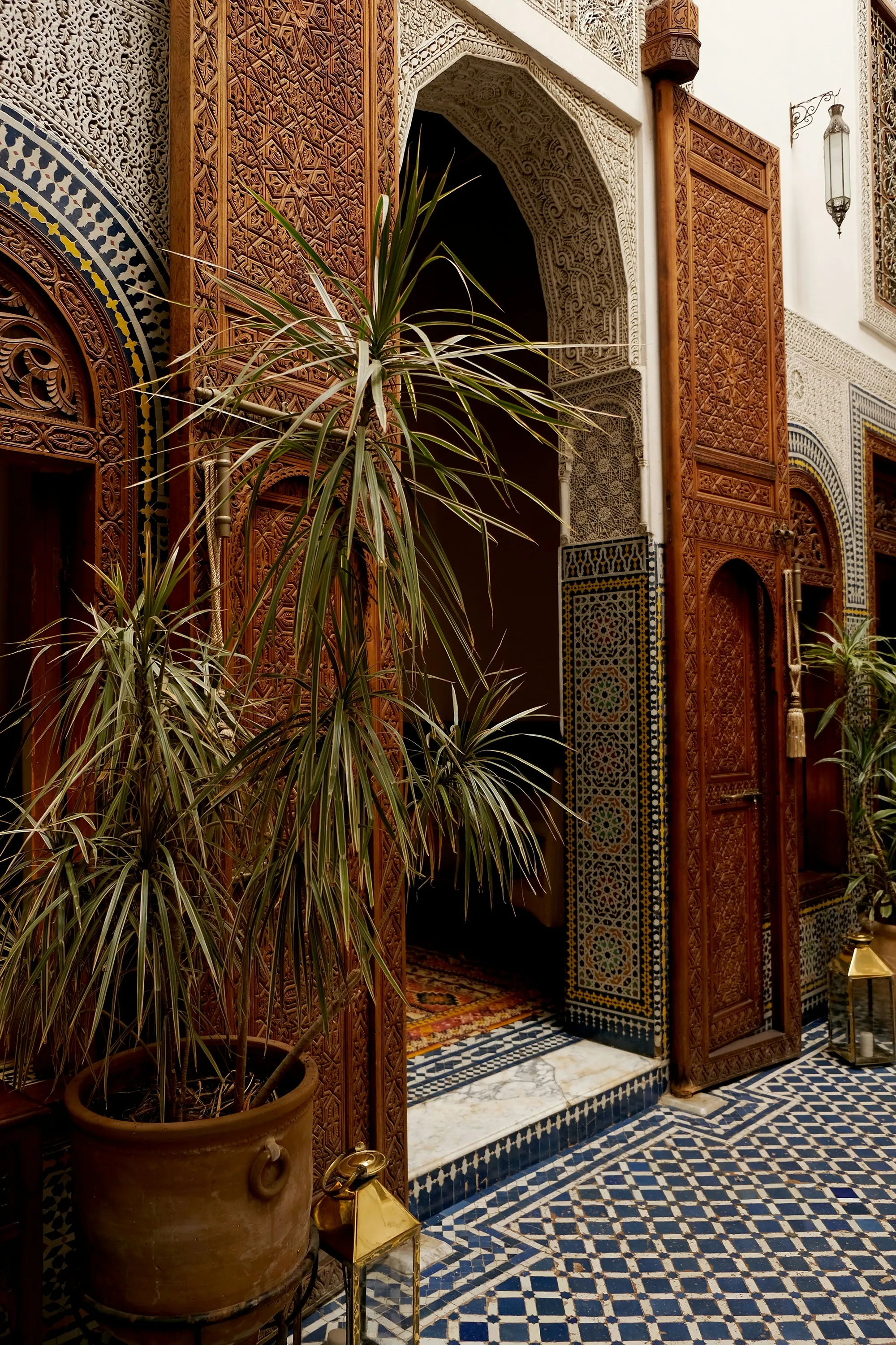 Refined architectural details inside a Moroccan riad