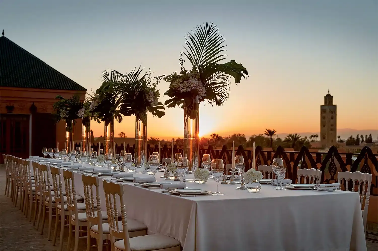 Wedding reception at sunset in Marrakech